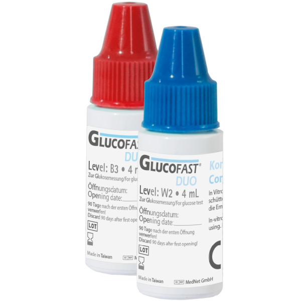 Glucofast Duo Blutzucker-Kontrolllösung - 2 x 4 mL