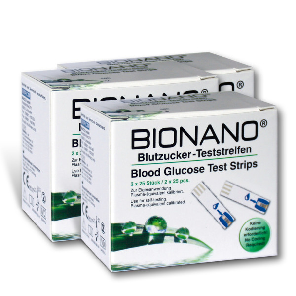 BIONANO 3 x 50 Blutzucker-Teststreifen