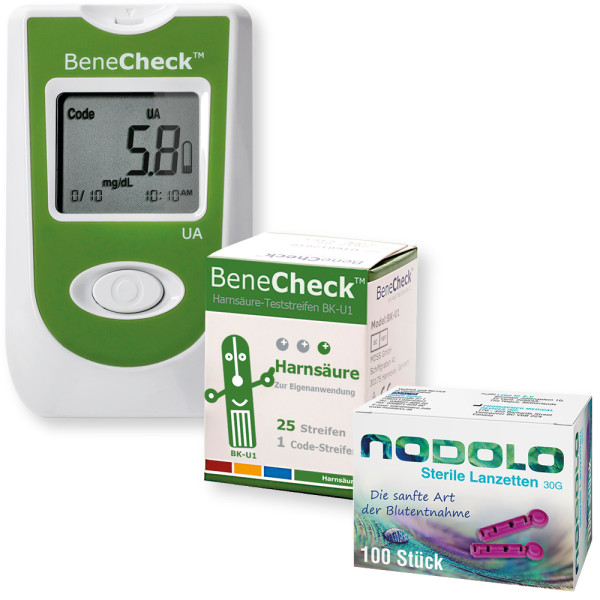BeneCheck Premium Harnsäure-Messgerät mit 35 Teststreifen inkl. 100 Stechhilfen im Bundle