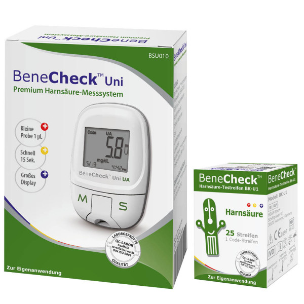 BeneCheck Premium Harnsäure-Messgerät mit 35 Teststreifen