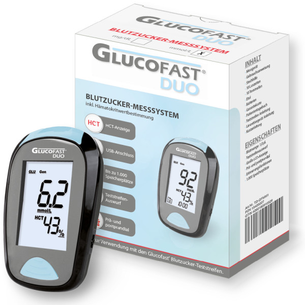 Glucofast Duo Blutzucker-Messsystem - Starterset mg/dL oder mmol/L