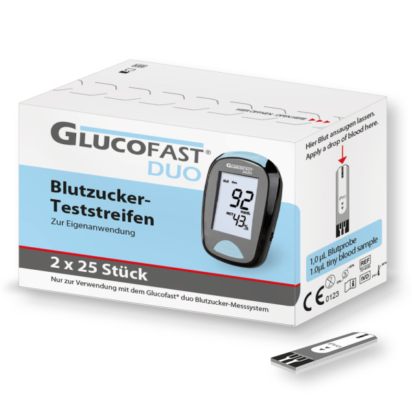 Glucofast Duo Blutzucker-Teststreifen - 2 x 25 Stück