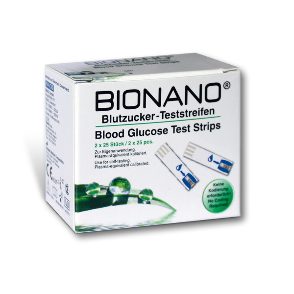 BIONANO Blutzucker-Teststreifen 2 x 25 Stück